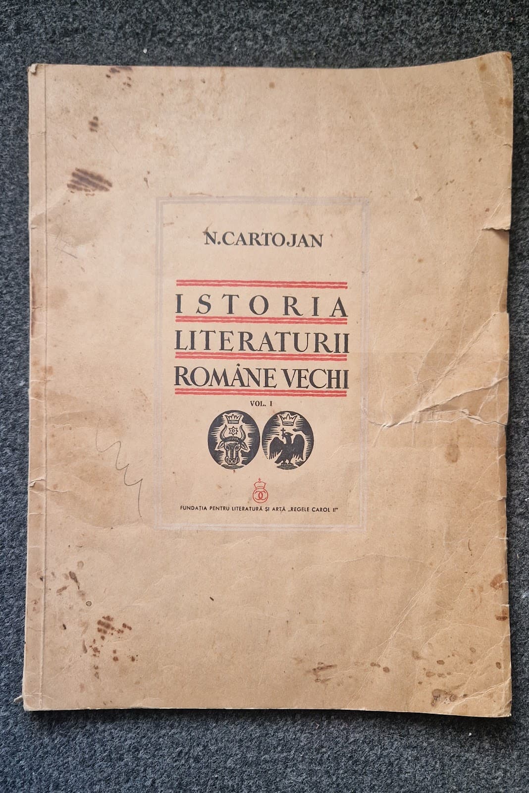 ISTORIA LITERATURII ROMANE VECHI (volumul I, 1940)